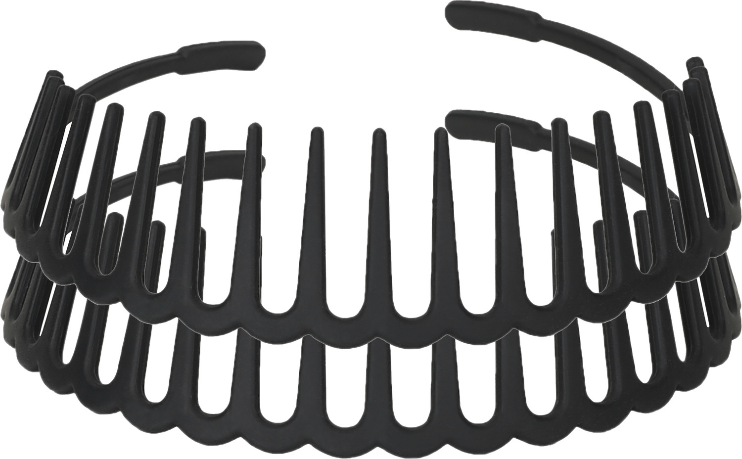 Image of Hairmate Unisex Combed Crown /Shark Teeth bands I 2 Non Breakable Plastic Black Hair Bands Hair Band