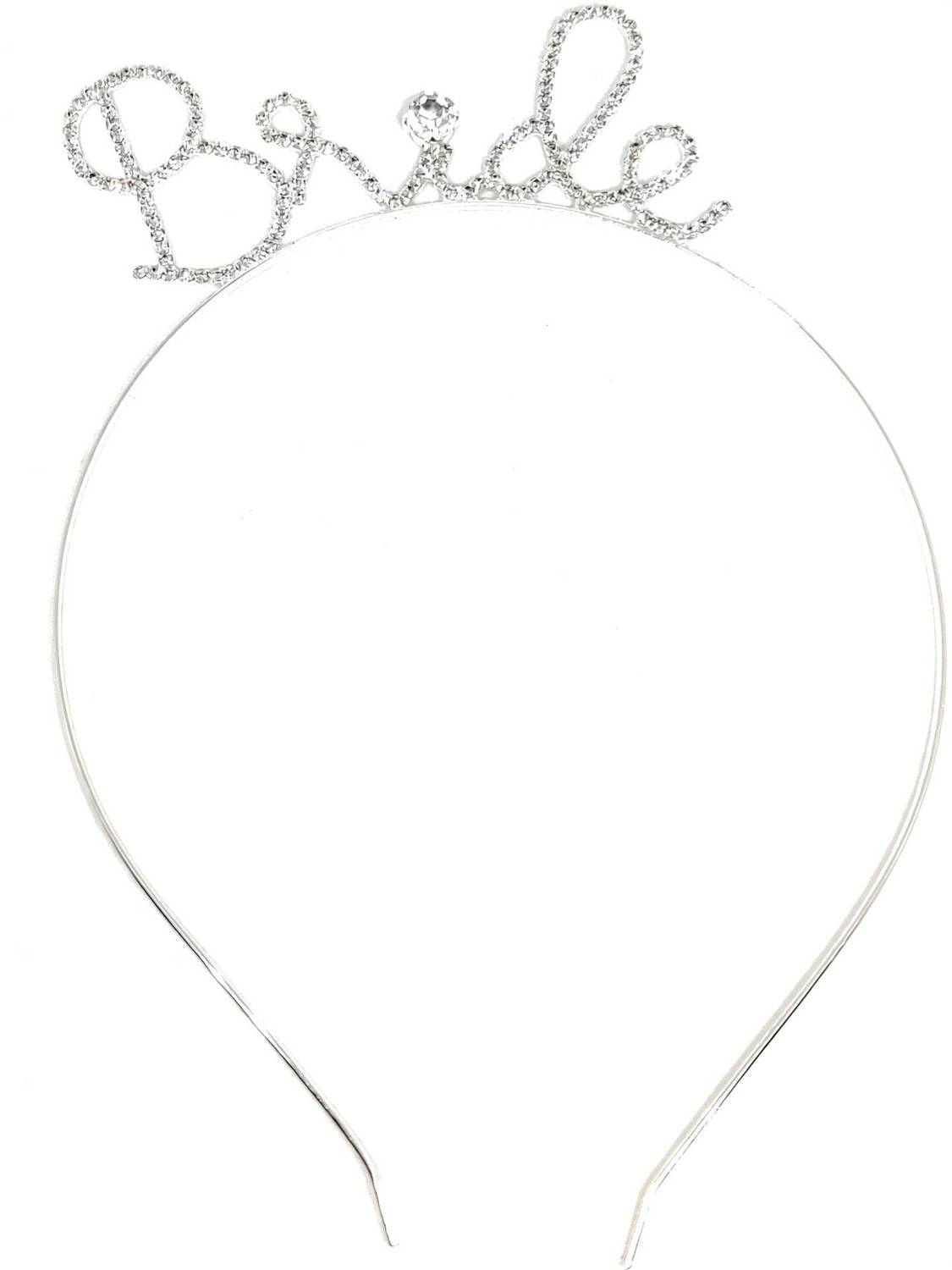 Bunty Silver Bride Crystal Crown Tiara for Girls Hair Band (Silver) Hair Band