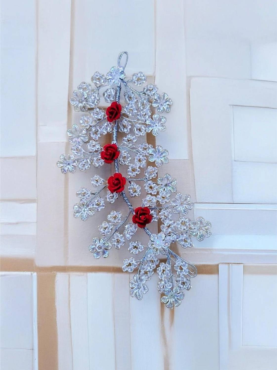 bblissbeauty Party Wear Red & White Hair Tiara for Women & Girls