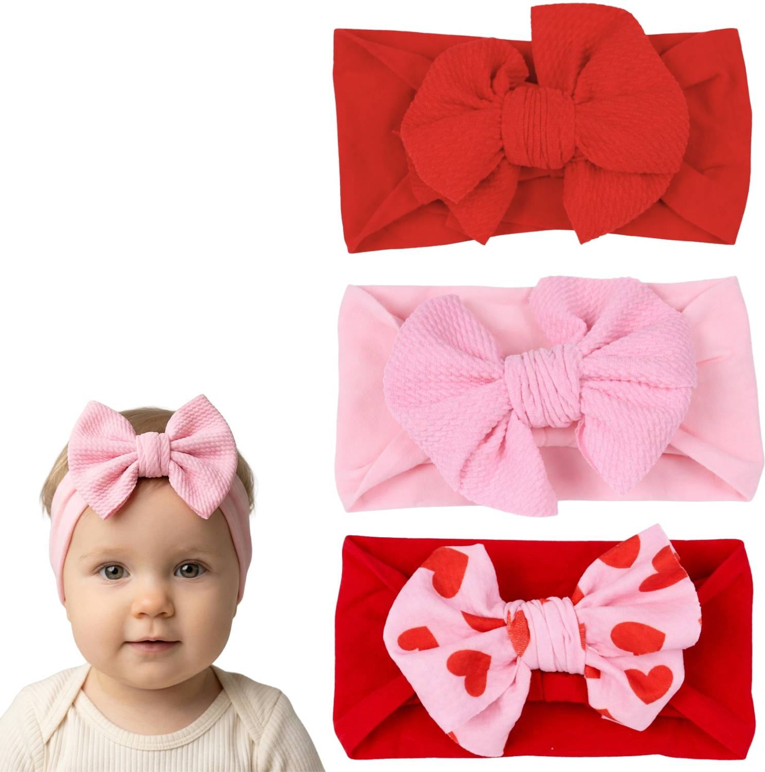 Anna Stella Newborn Baby Bow Headbands – Soft Fabric, Perfect Everyday Wear Head Band