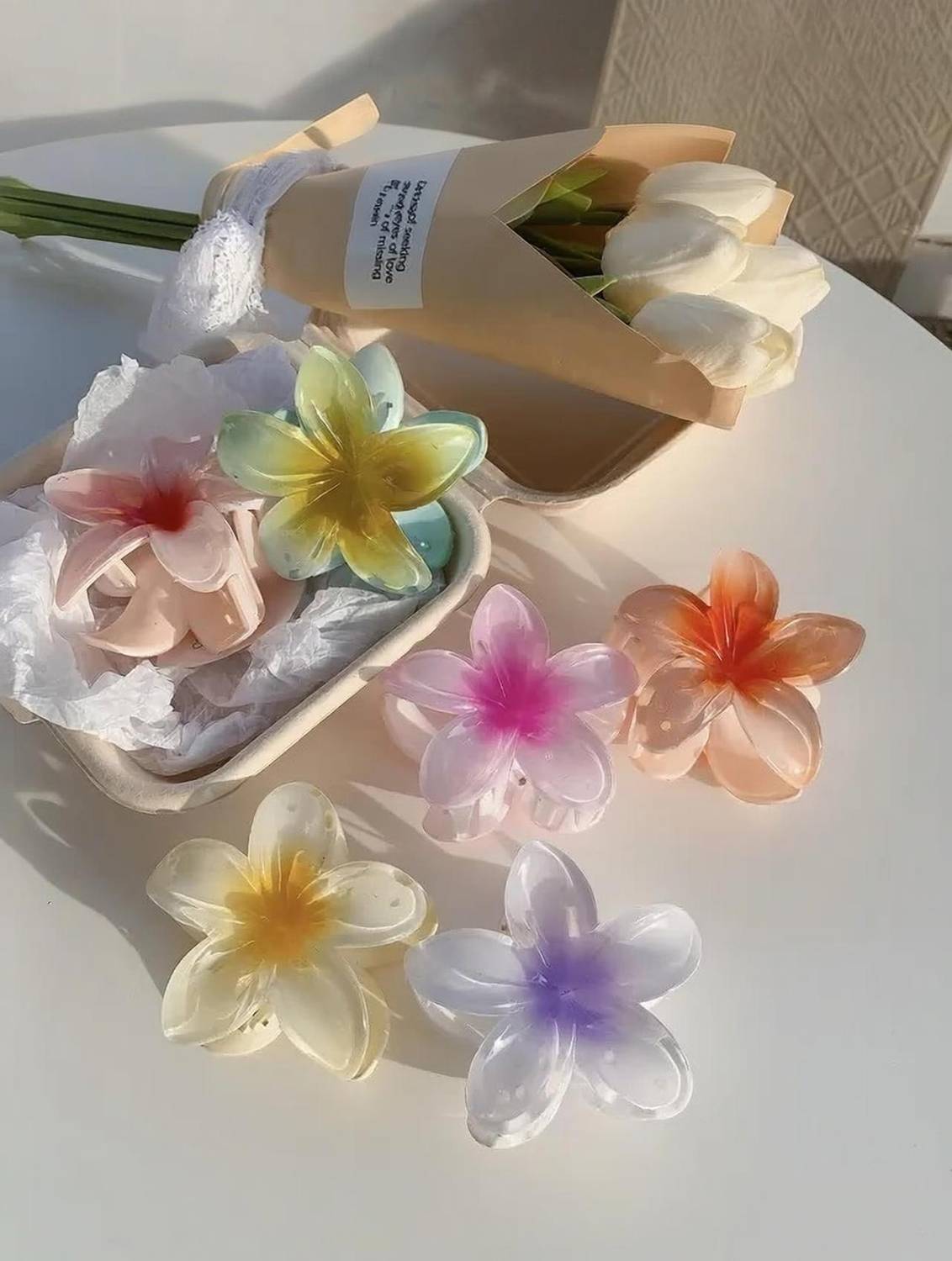 Amirah 6 Pcs Large Flower Petal Floral Design Hair Styling Claw Clutcher Clips Hair Claw
