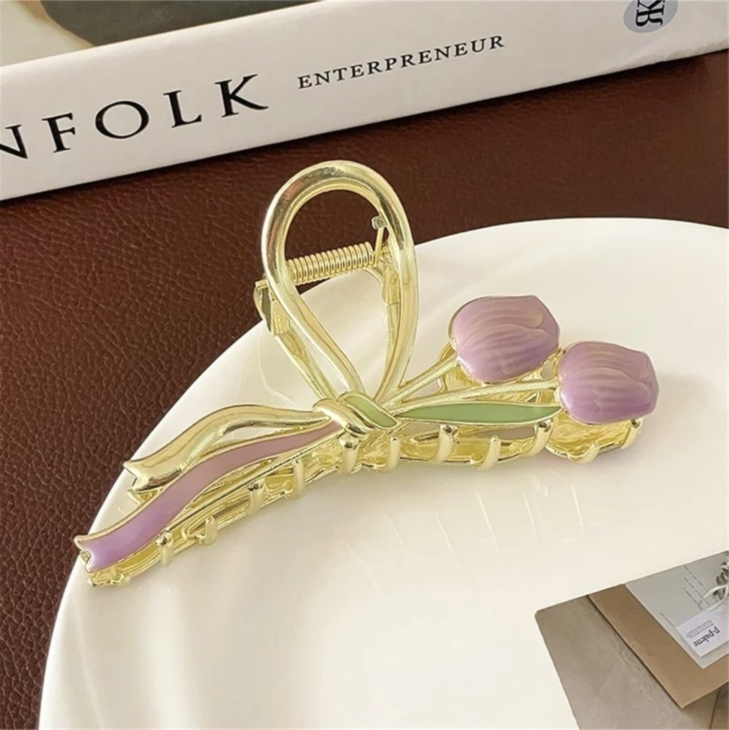 Image of Blubby Elegant Floral Metal Hair Claw Clip 2pcs Combo for Women & Girls Hair Claw