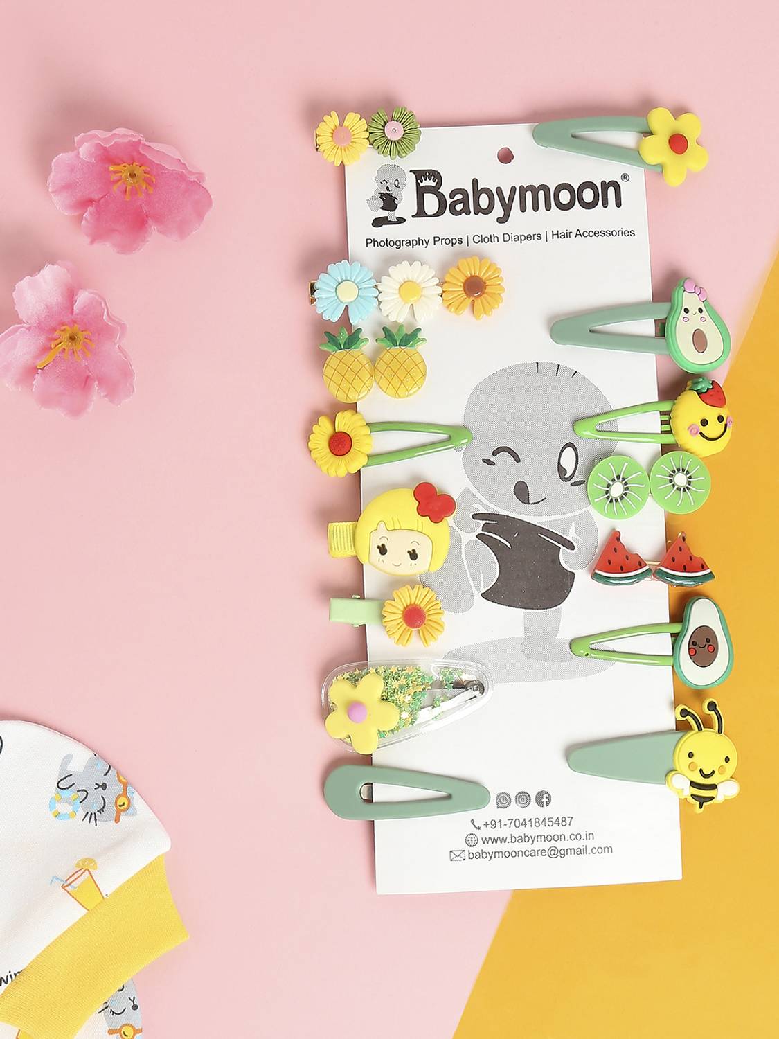 BABYMOON 14pcs Unicorn HairClips New Born Baby Photography Shoot Props Costumes (Yellow)… Hair Clip