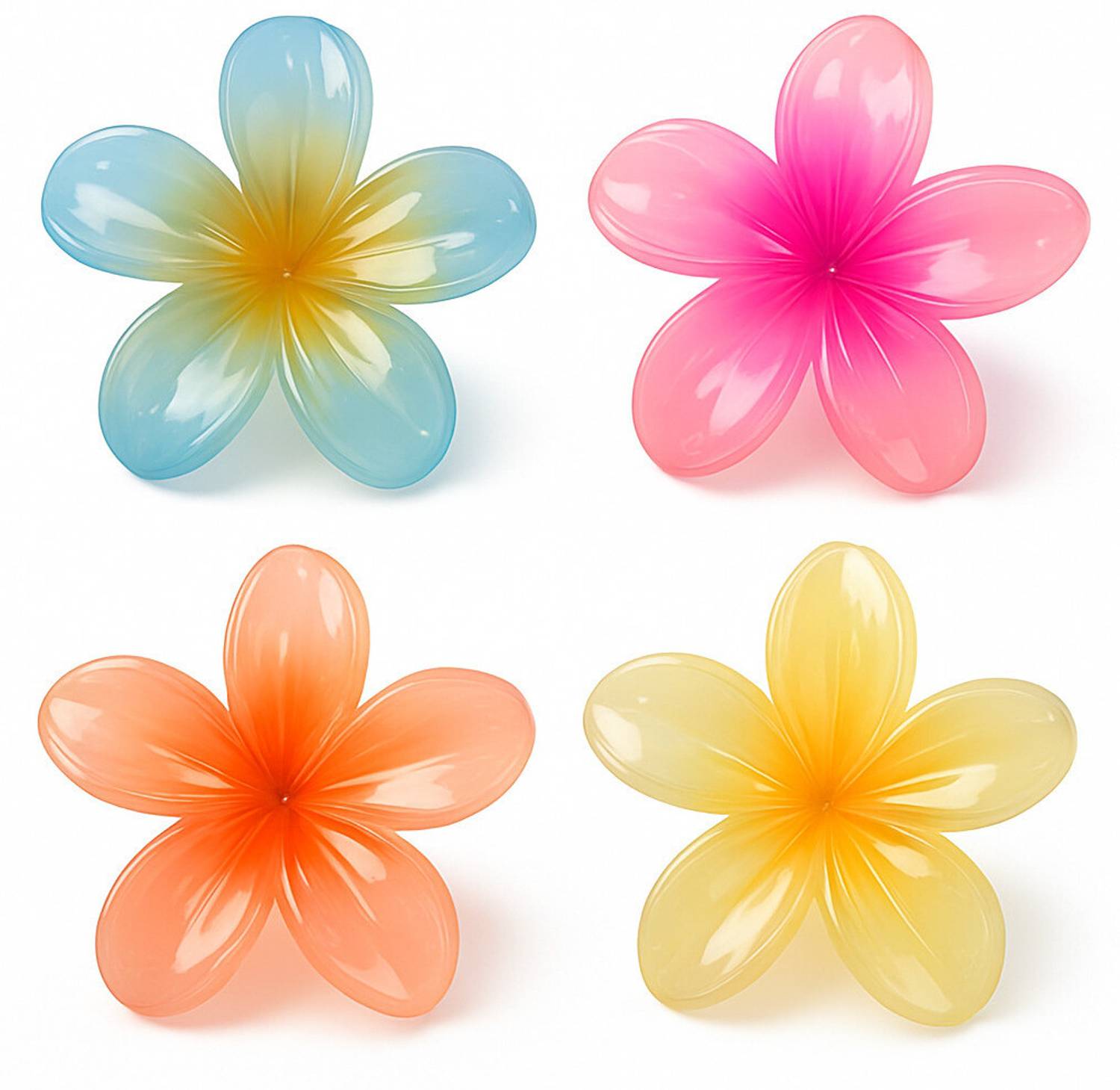 Bling Bell Multicolor Glossy Flower Strong Grip Non-slip Hair Clutcher for Girls Pack of 4 Hair Claw