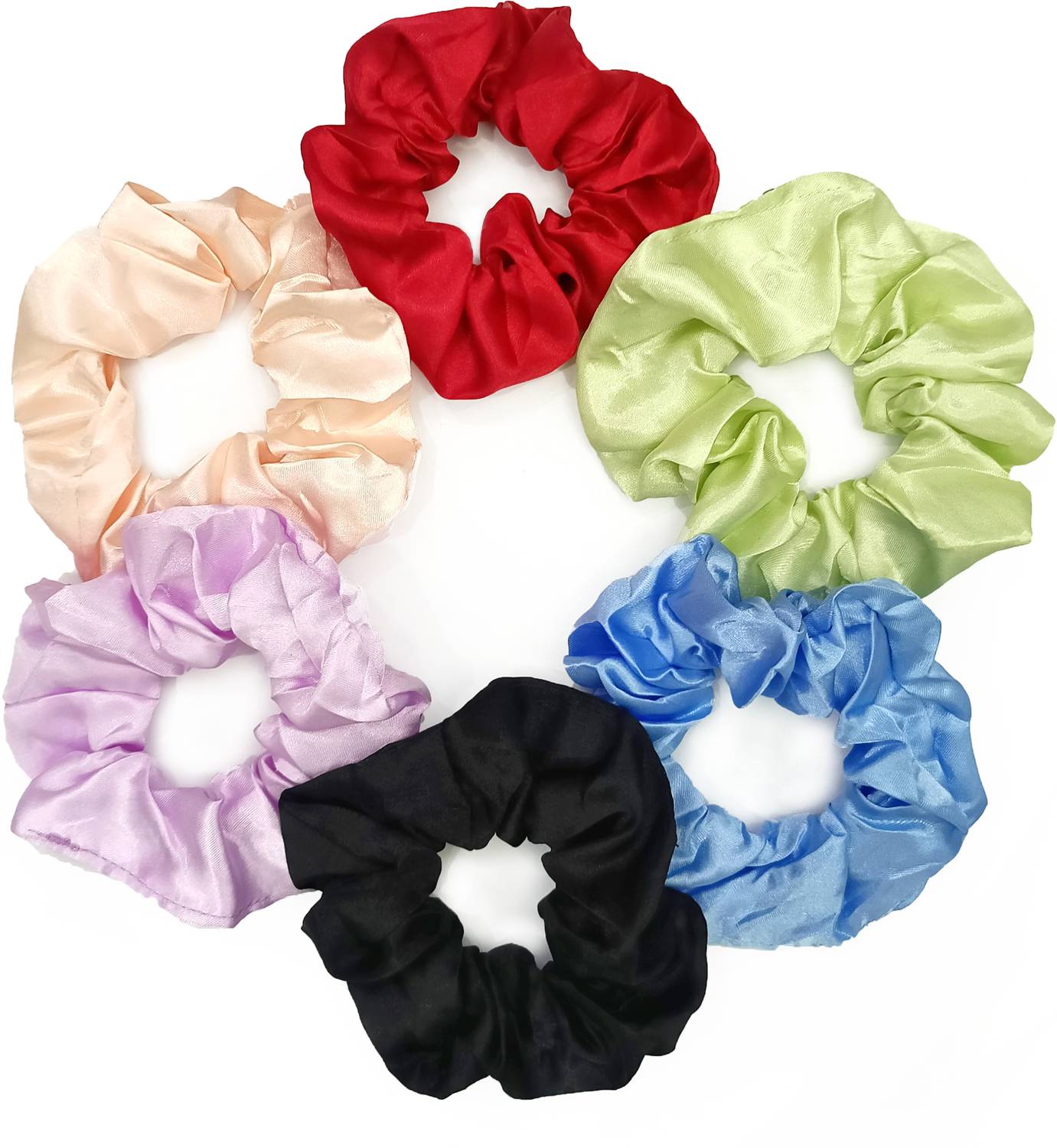 AmazingKarts 6Pcs Chiffon Satin Floral Hair Scrunchies Ponytail Holder Band For Girls & Women Rubber Band