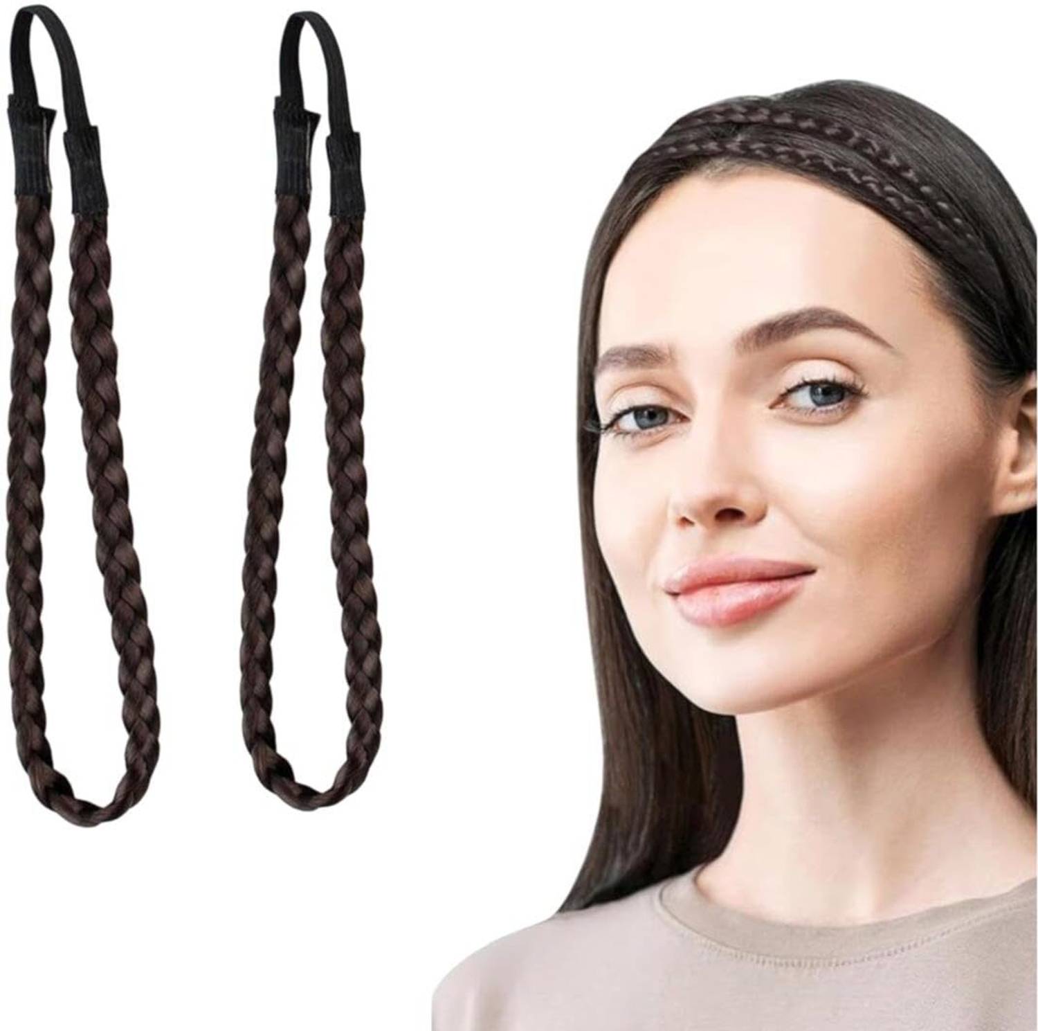 ADORNISH Braided Headband Classic Chunky Wide Plaited Braids Elastic Stretch Hairpiece Braid Extension