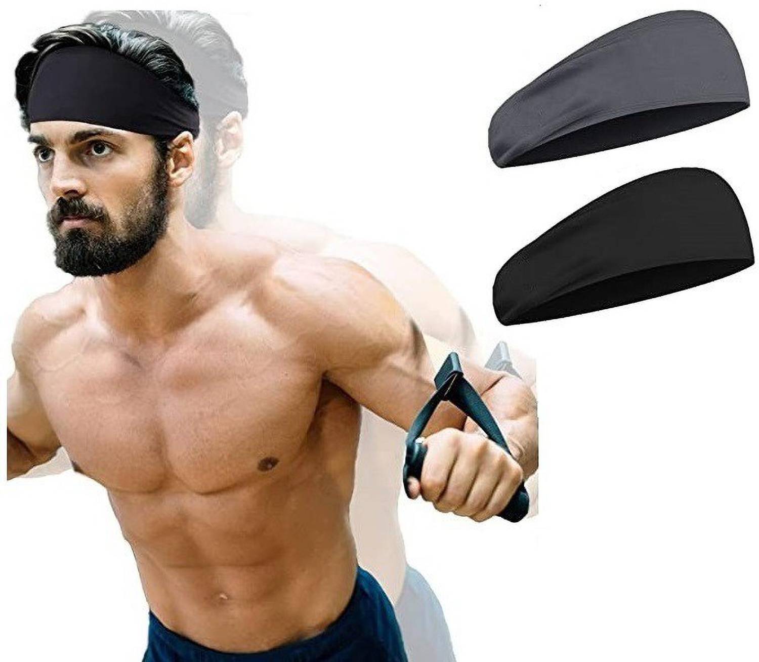 Alipzone Mens Headband - Running Sweat Head Bands for Sports - Athletic Sweatbands Head Band