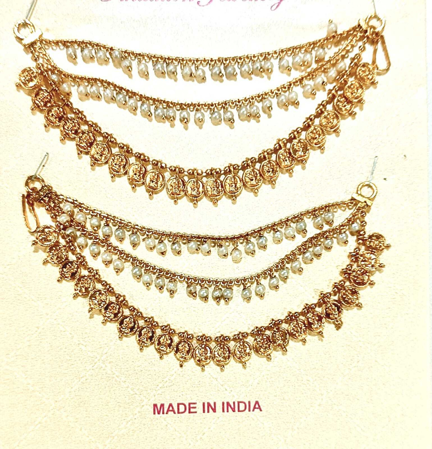 Image of DIMANI classic pearl peared ear chain pair Hair Chain