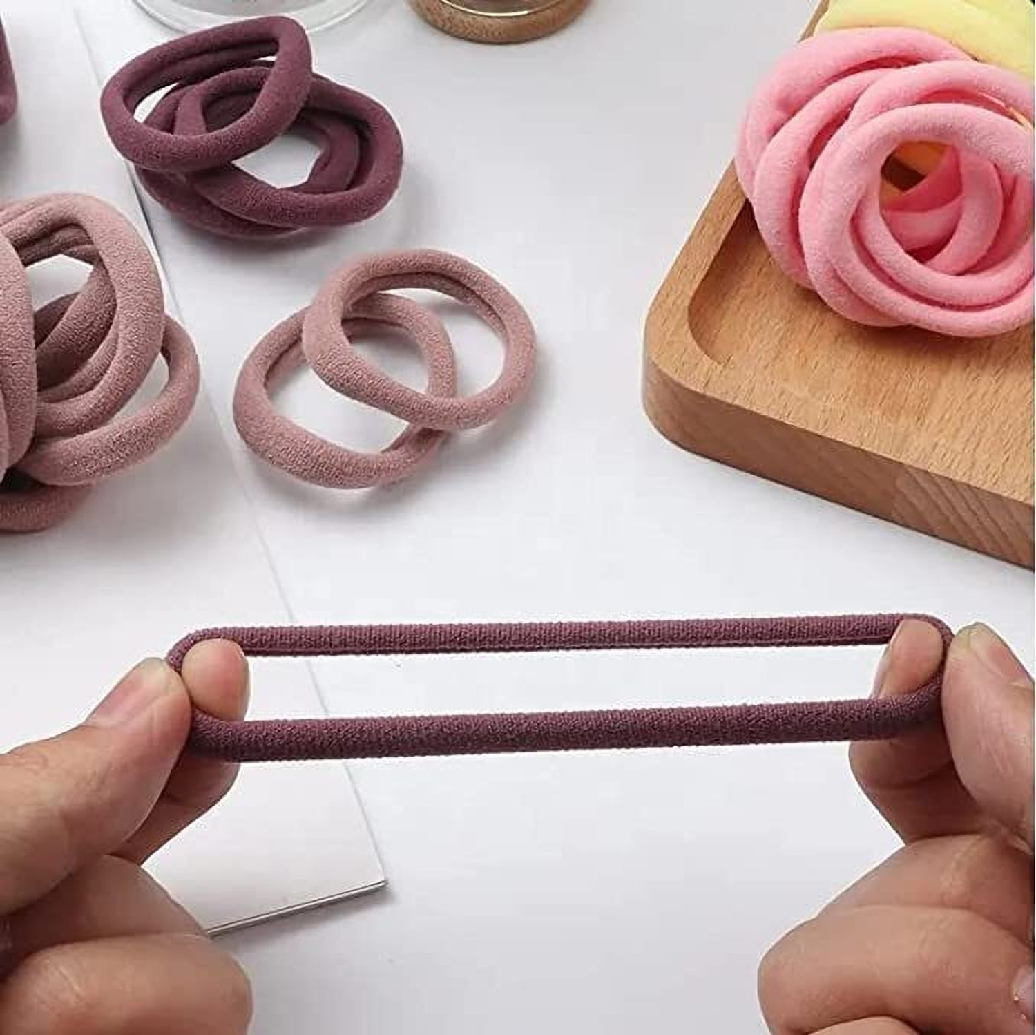 Image of house of common 30 PC Ponytail Stretchable Dark Colors Hair Bands For Women Rubber Band