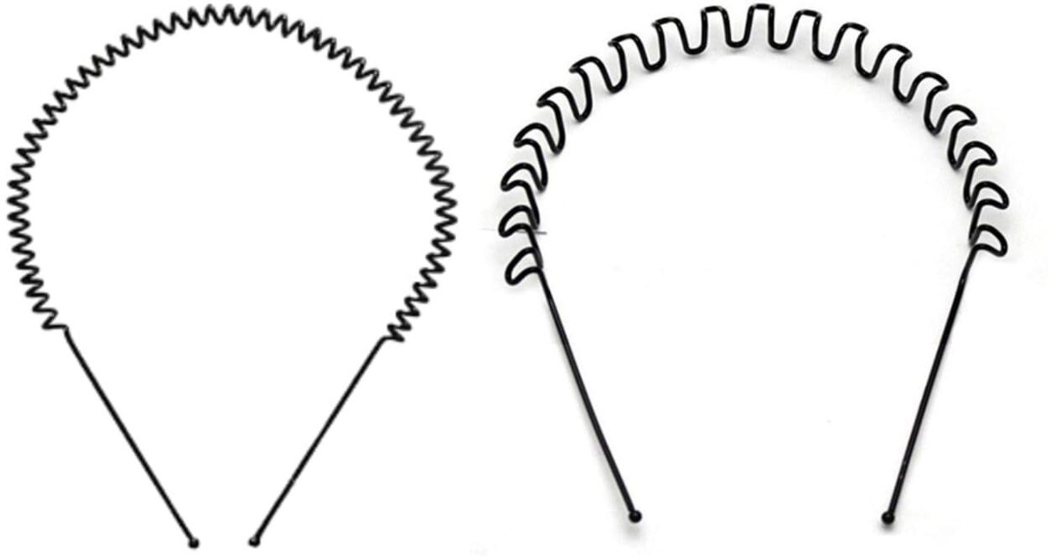 Image of GRENZAFAB 2 Pcs Flexible Spring And Zig Zag Chain Simple Daily Use For Unisex Men Women Hair Band