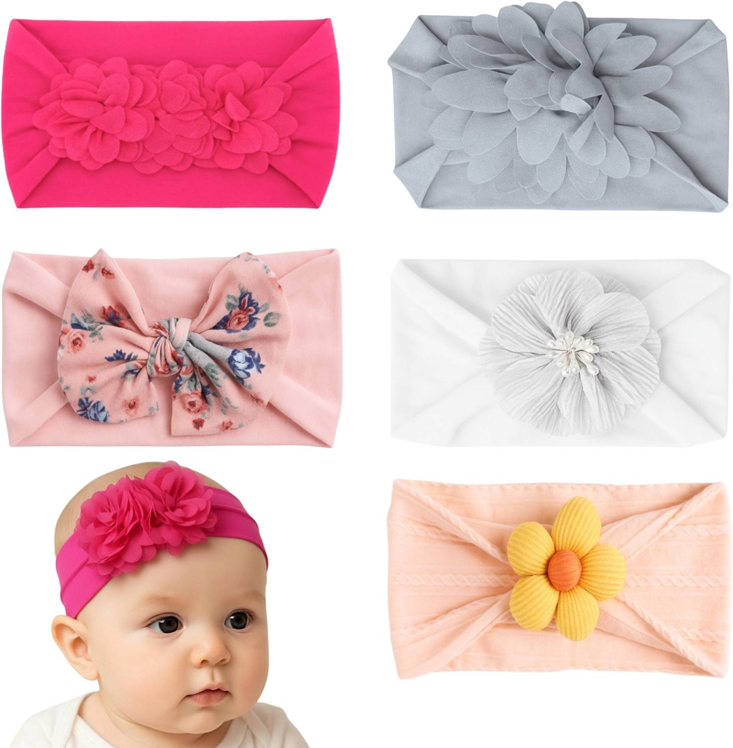 AmazingKarts Baby Bow Headband Set – Fashionable & Comfortable Hairbands for Babies Head Band