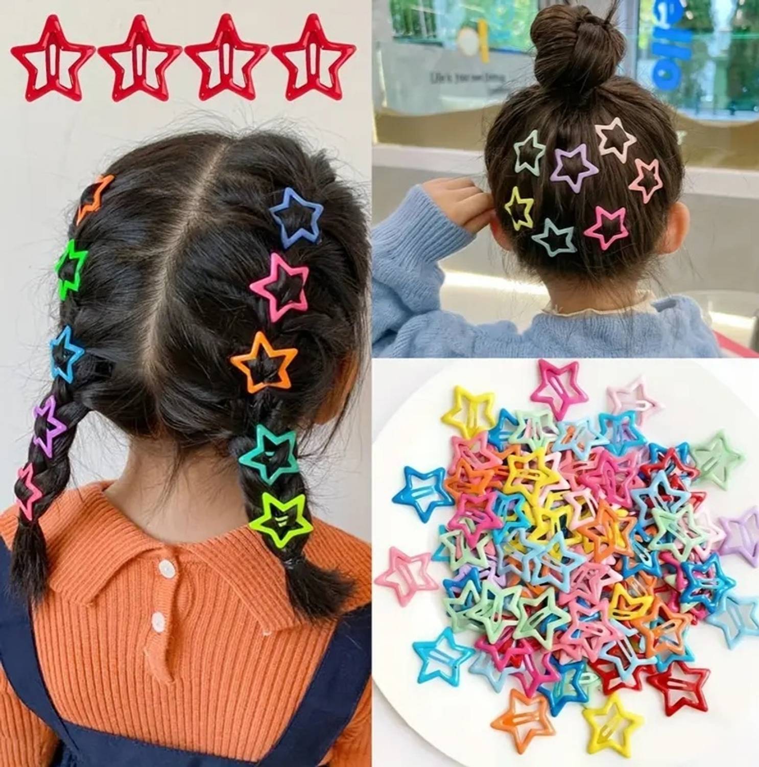 Blubby 20-Pack Star-Shaped Hair Clips for Girls and Women Hair Pin