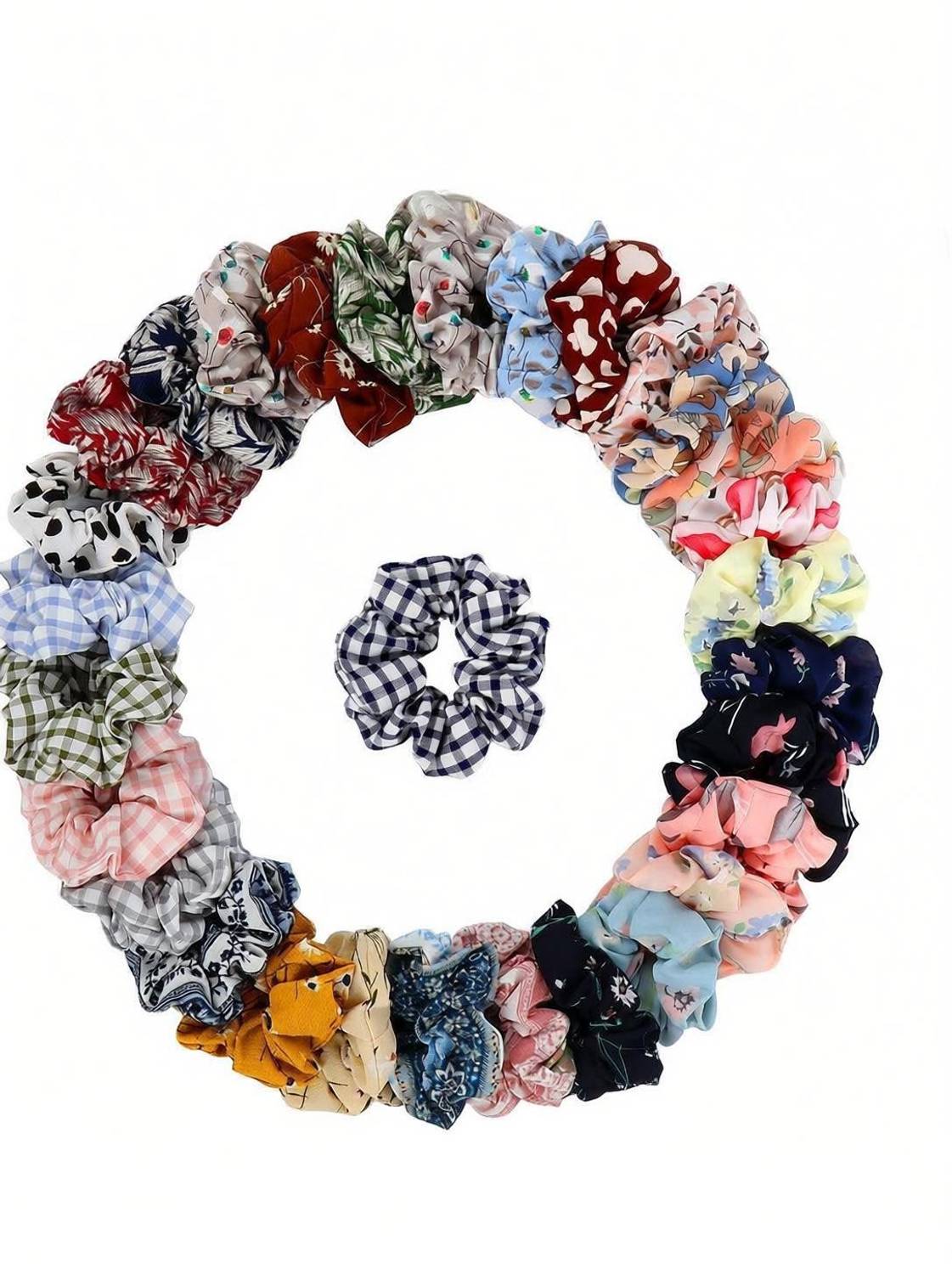 AmazingKarts Satin Chiffon Hair Bands Ponytail Ties Hair Scrunchies Flower Hair Scrunchies Girl Hair Accessory, Great for Casual and Party Dress Rubber Band Multicolor (30 pcs) Rubber Band