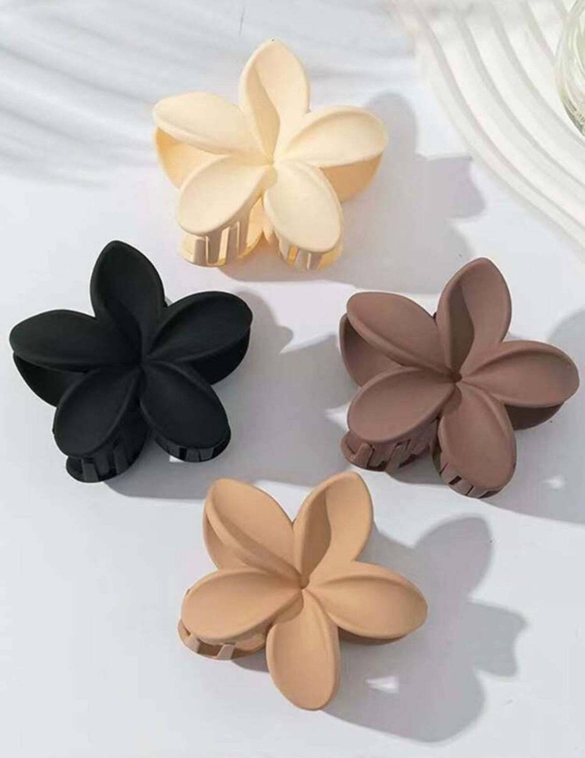 Amirah Hair Accessories Matte Flower Design Hair Claw Clutcher Clips. (Pack of 4) I Hair Claw