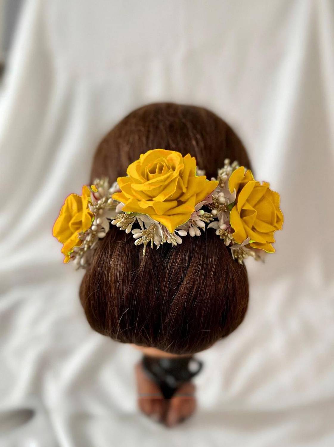 Alora Women Style Yellow Rose Hair Bun Hair Juda hair accessories for wedding women girls Bun