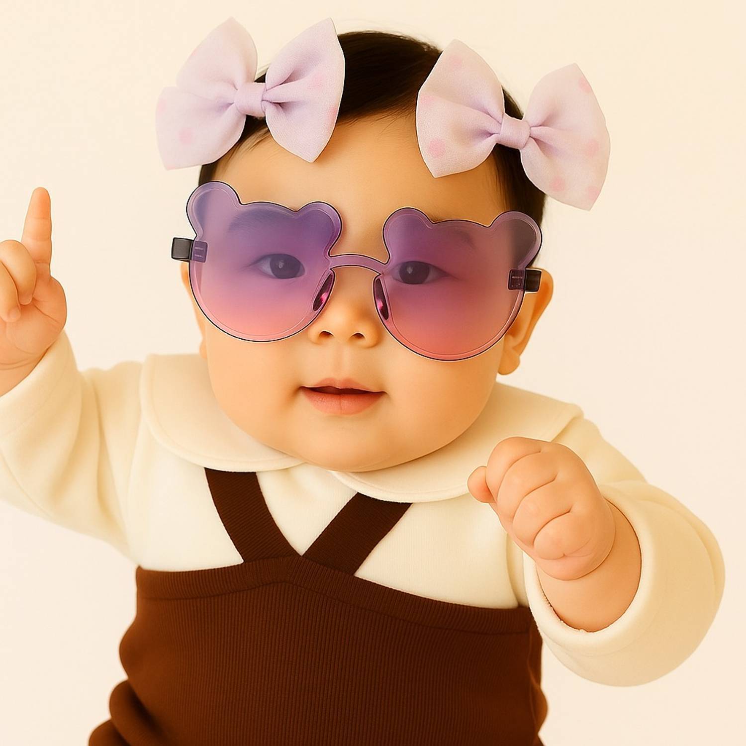 Anna Stella Cute Baby Birthday Gift Set 1Pc Sunglasses & 2Pcs Bow Clips for Girls,Babies Hair Clip