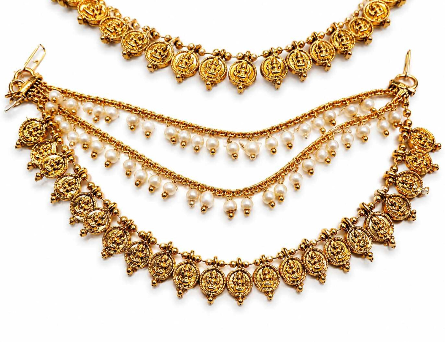 Image of DIMANI classic pearl peared ear chain pair Hair Chain