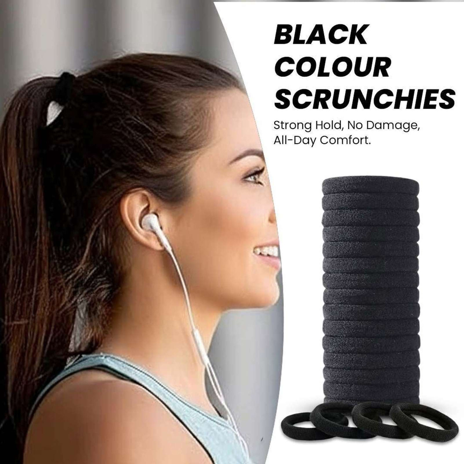 Image of virtuvend ventures 30PCS Black Soft Hair Ties Ponytail Holders Elastic Rubber Bands for Women Rubber Band