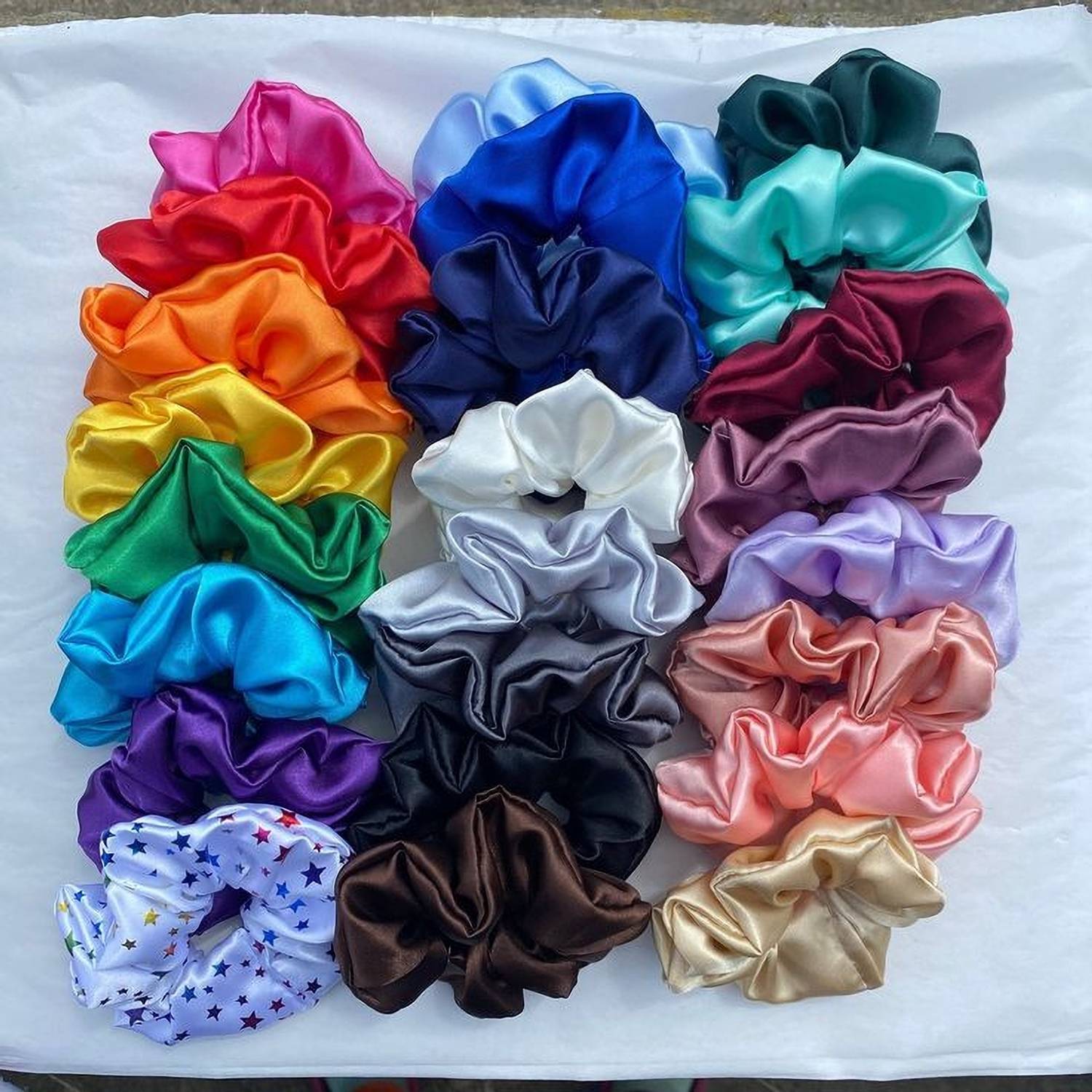 AWWAL SHOP Pack Of 20 Luxury Satin Scrunchies for Women/Girls Rubber Band