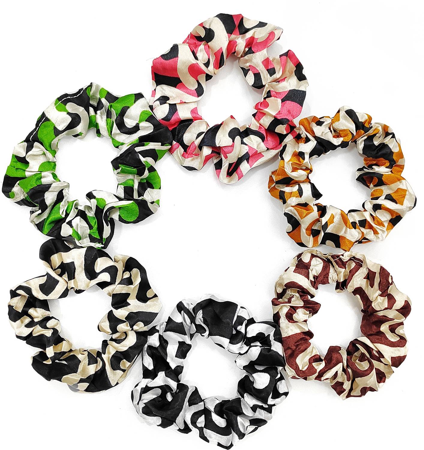 AmazingKarts 6Pcs Chiffon Floral Print Hair Scrunchies Ponytail Holder Band For Girls & Women Rubber Band
