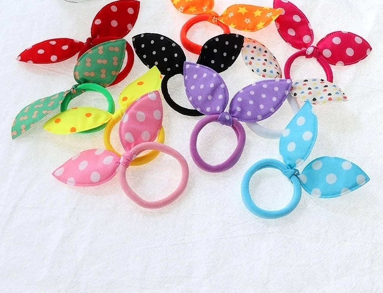 BELLO TOKO 12 pcs trendy stylish print bow shape girls kids elastic hair Rubber Band