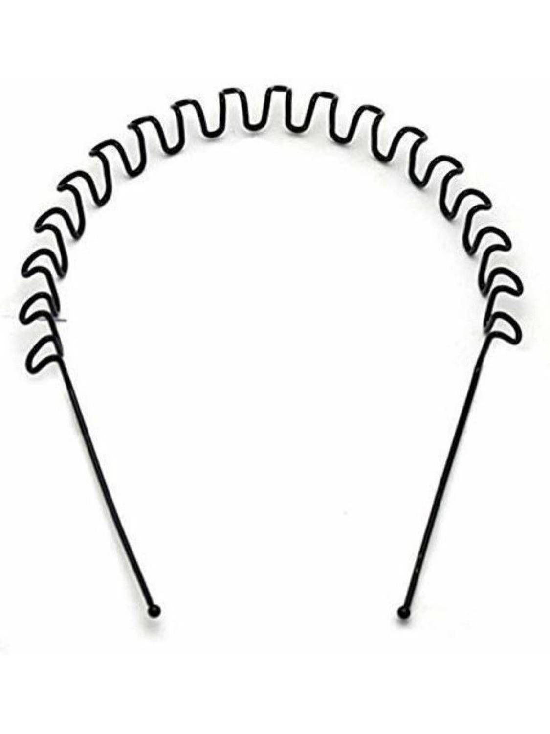 AVEU Men's and Women's Metal Zig Zag Hair Band (Black, 15x14 cm) Hair Band