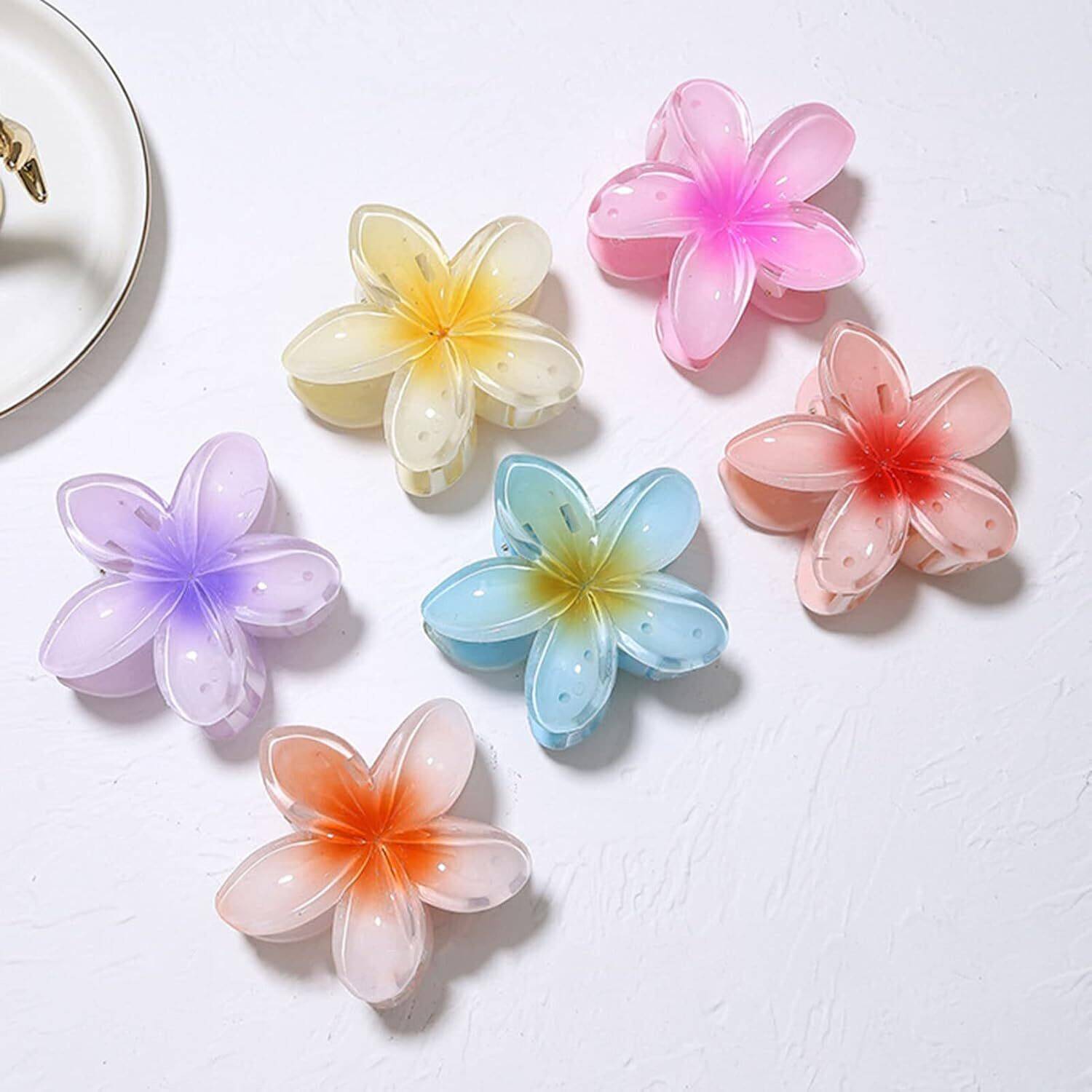 Amirah 6 Pcs Big Gradient Glossy Flower Clawclip for Women Girls clutchers Hair Styling Hair Claw