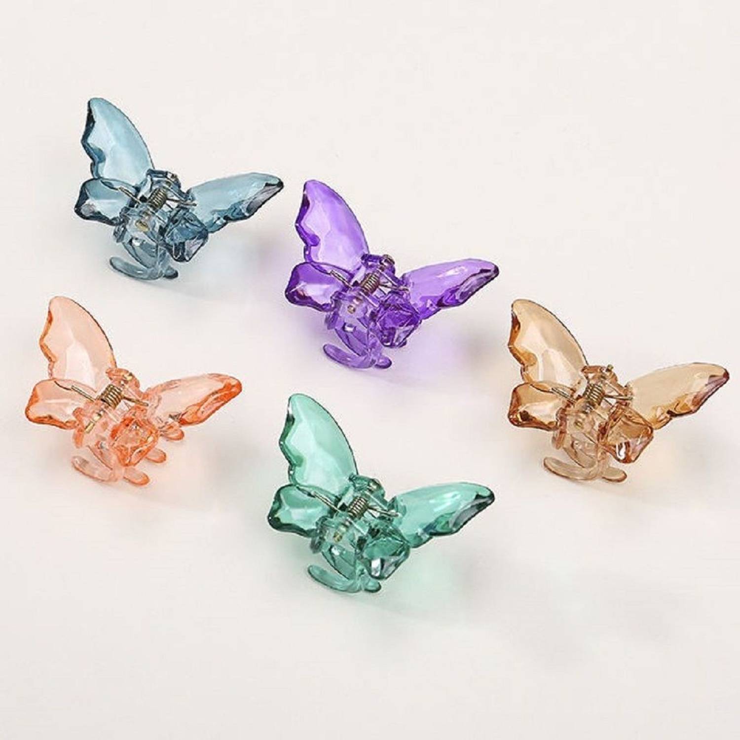 Aayra Pack Of 5 Clear Butterfly Claw Clips for Women Accessories for kids and girls Hair Clip