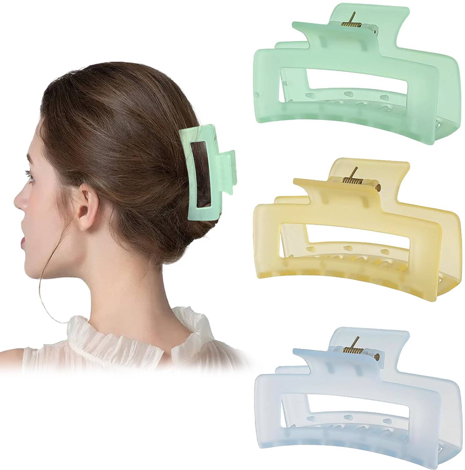 AmazingKarts 3Pcs Korean Style Plastic Matte Hair Claw Clutcher For Women & Girls Hair Claw