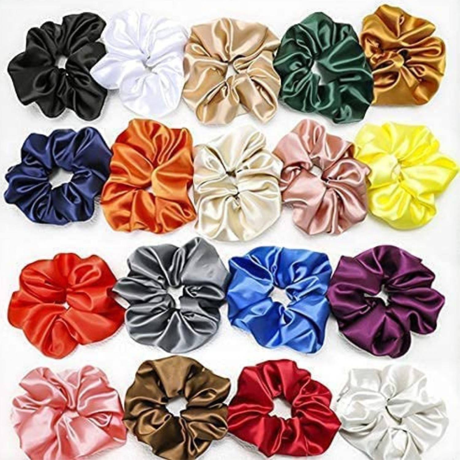 AWWAL SHOP (Pack of 24) Luxury Satin Scrunchies for Women/Girls Multicolor Anti-Hair Rubber Band