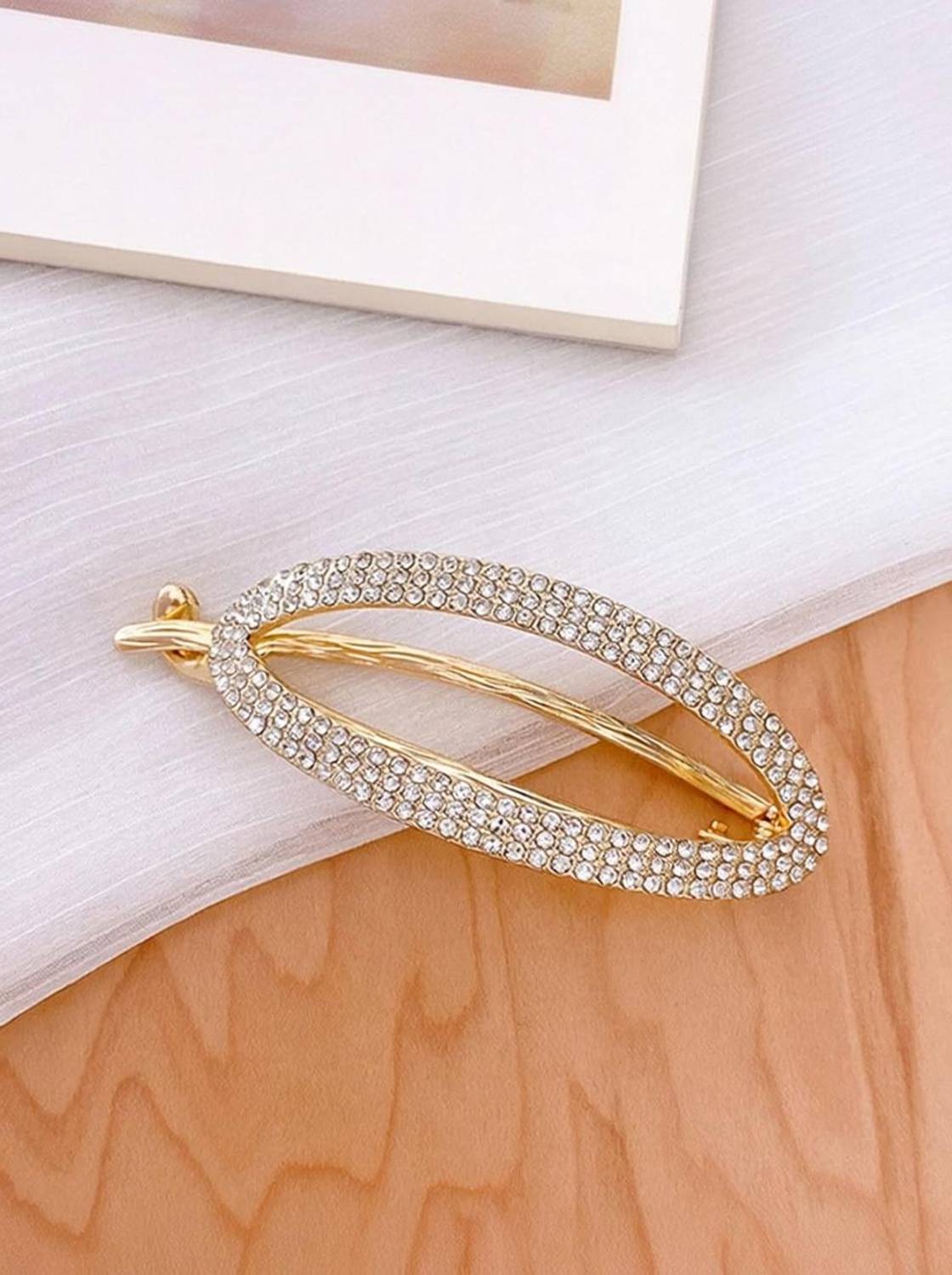 ashkas 1pc Sparkling Rhinestone Exquisite Oval Shape Non Slip Elegant Hair Clip Bun Clip
