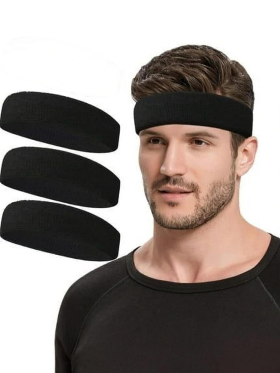 Image of Maa Hosiery mens & womens [pack of 3] Solid Runing sweat Head Band Wicking Hair Wrap Head Band