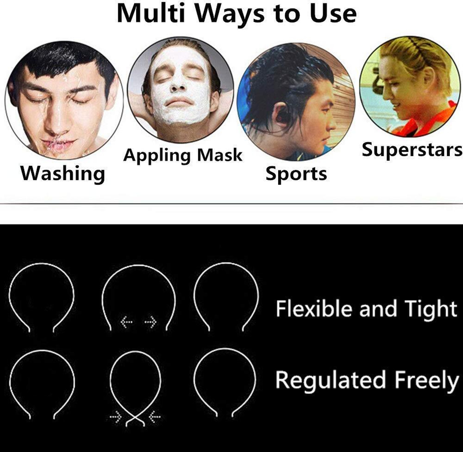 Image of GRENZAFAB 2 Pcs Flexible Spring And Zig Zag Chain Simple Daily Use For Unisex Men Women Hair Band