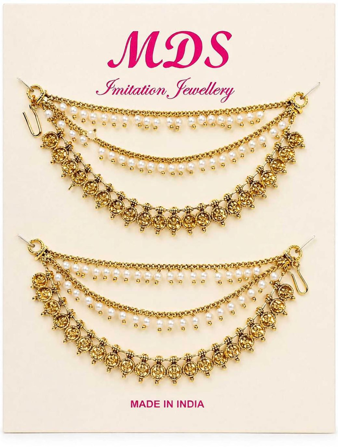 Image of DIMANI classic pearl peared ear chain pair Hair Chain