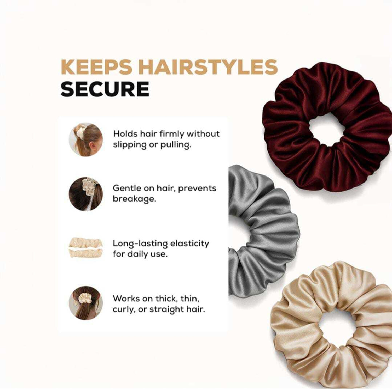 Image of IndusArt Luxury Satin Scrunchies Gift for Women and Girls Pack Of 12 Rubber Band (Multicolor)