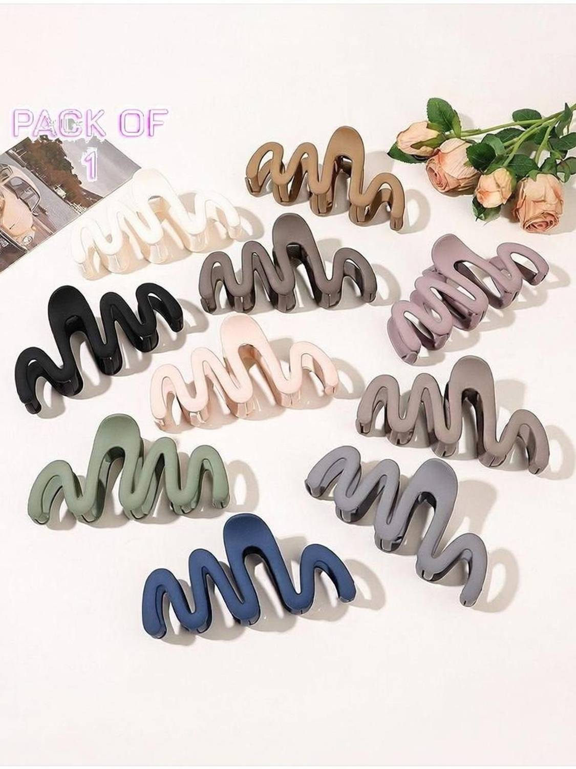 Aayra Pack of 1 shark teeth clip Hair Wave Matte Plastic Claw Clips for Thick Hair Claw
