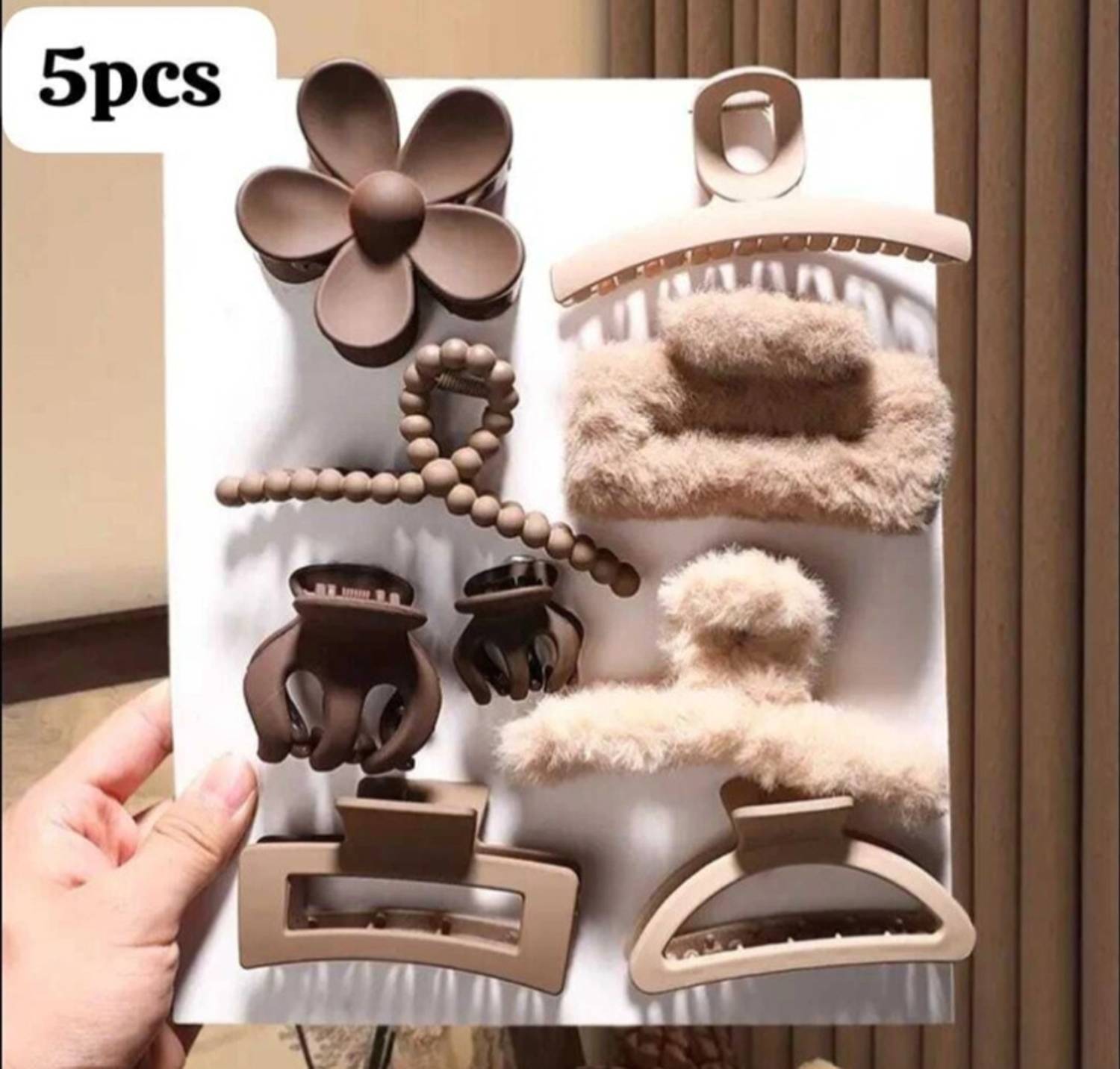AANAYA 5 Pcs Colorful Korean Hair Claw Clips - Image 1