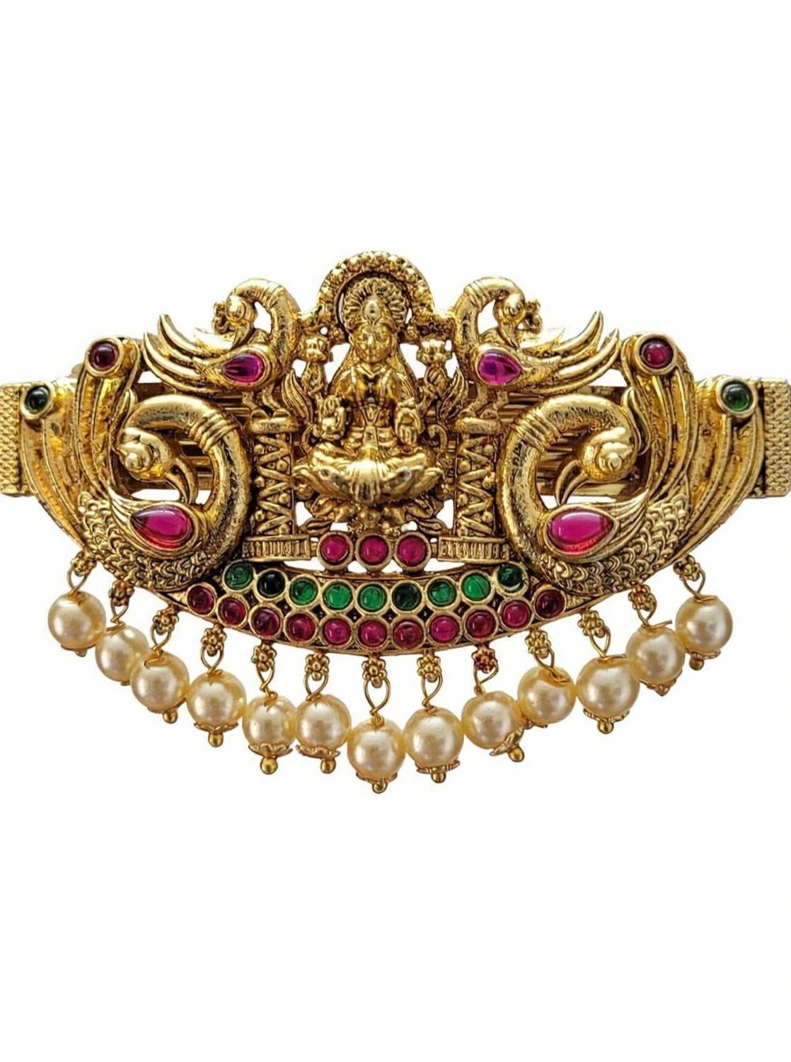 Arnavira Gold Antique Finish Traditional Temple Design Hair Clip Barrette Hair Clip