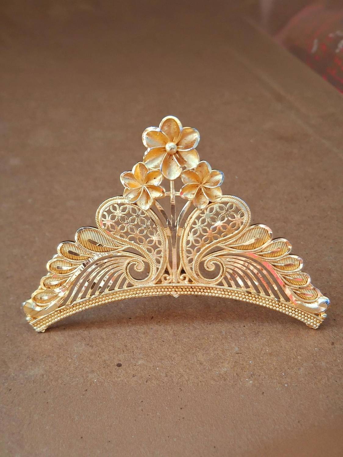 BengCraft Fancy Bridal Tiara Crown Wedding Taj Mukut for Bride, Girls, Women God, Goddess Hair Accessory Set