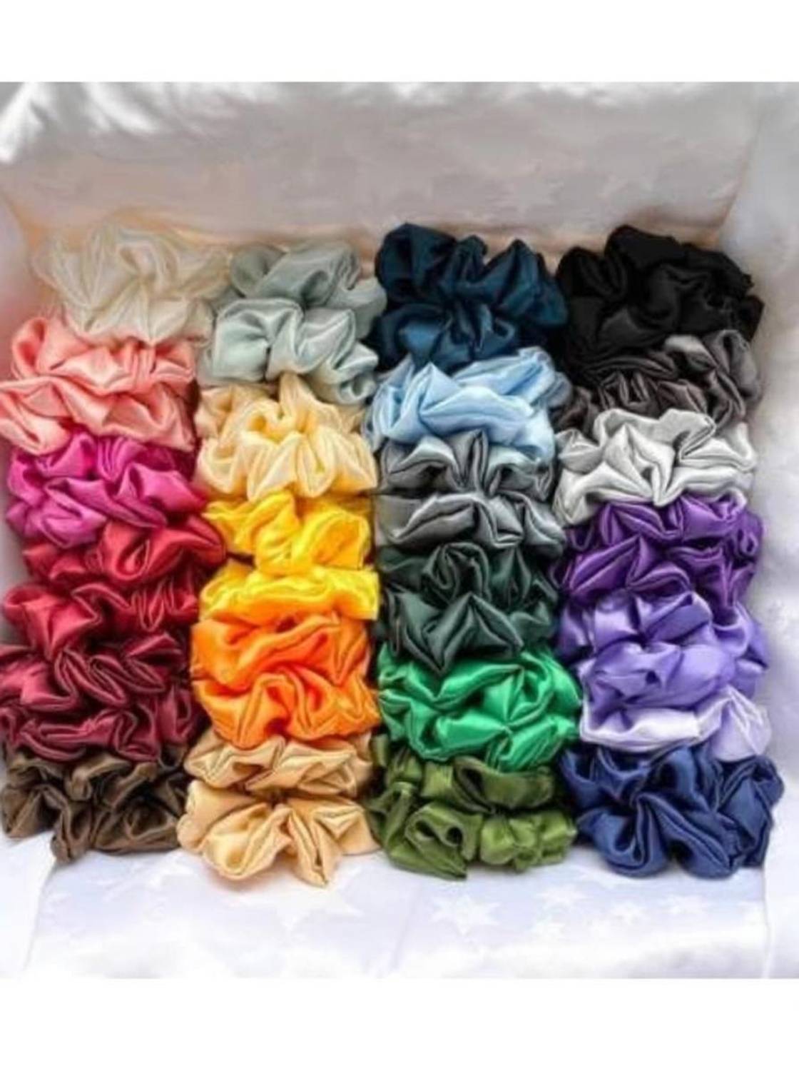 AWWAL SHOP Silk High Glossy Satin Scrunchies for Girl & Woman Set of-24 (Multicolor) Hair Band