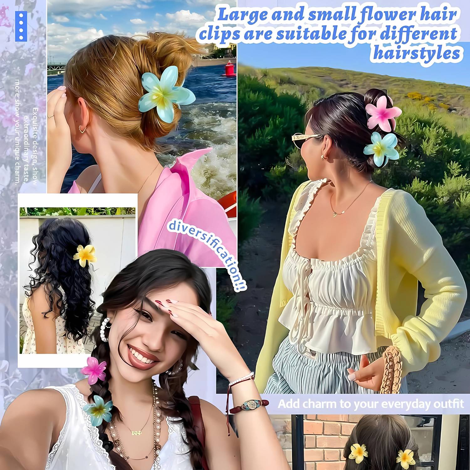 PACTIV 9 pcs Hawaiian Flower Hair Claw Clips - Image 3