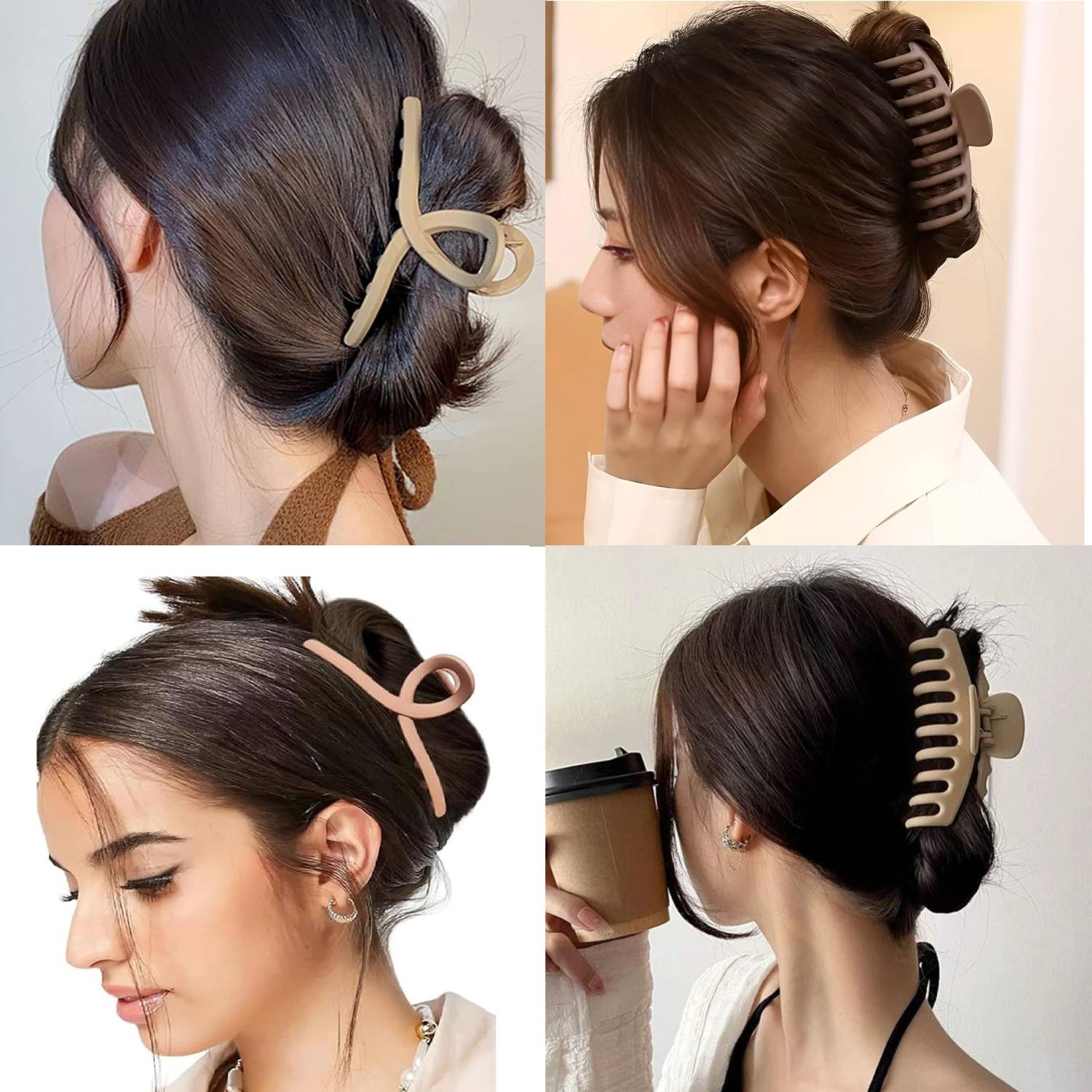 ANOUK Hair Clutcher Clip for Women & Girls in Matte Finish (Pack of 4) Hair Clip
