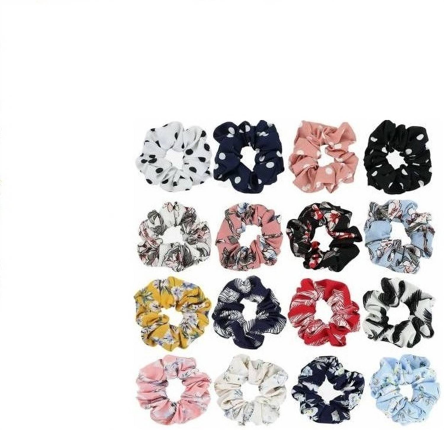 AAKRISH Printed scrunchies for Girls and Women Elastic Floral Print Rubber Band (Pack of 12 , Mulicolor) Rubber Band