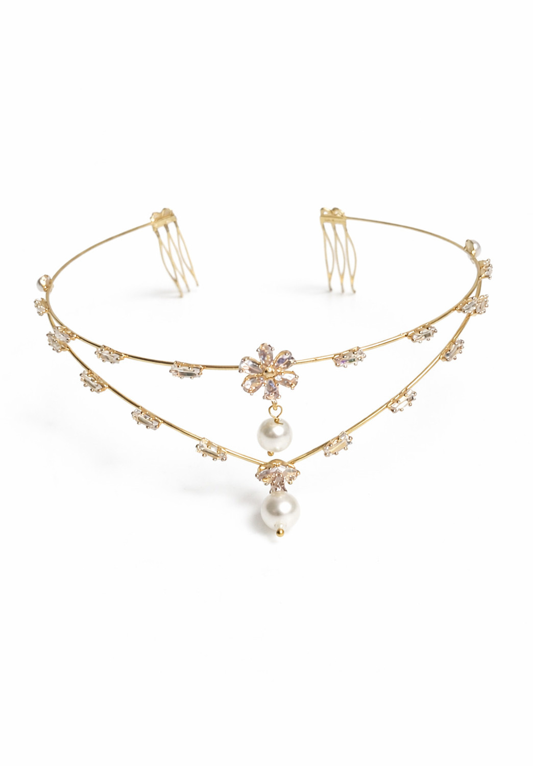 Image of MAYUJA Gold Pearl Flower Hair Band | Elegant Bridal & Party Hair Accessory Hair Band