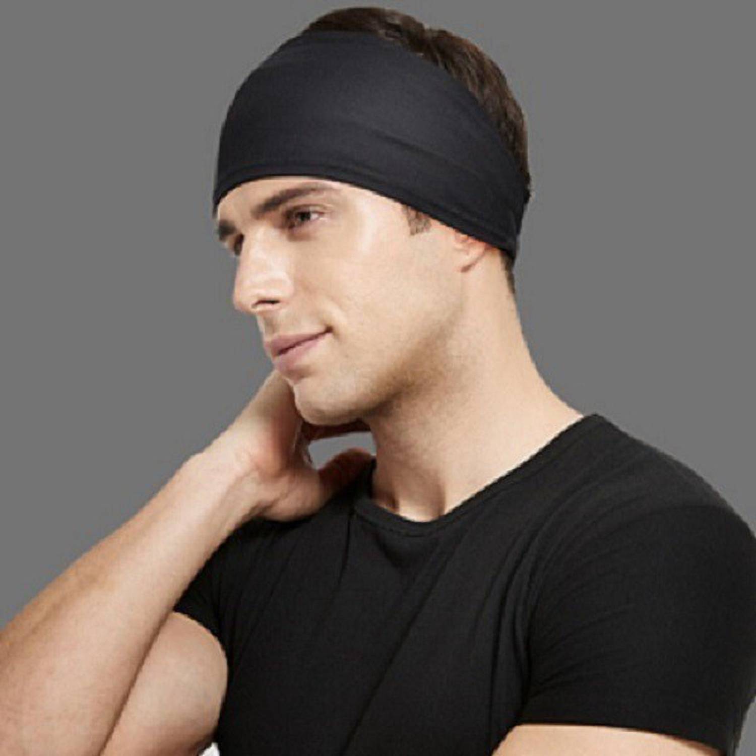 Alipzone Mens Headband - Running Sweat Head Bands for Sports - Athletic Sweatbands Head Band