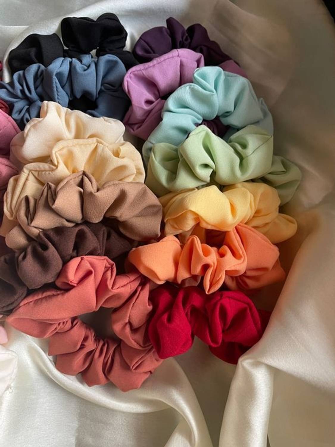 AWWAL SHOP Pcs Of 20 Satin Hair Scrunchies for Women Girls Multicolor Hair Soft Cloth Rubber Band