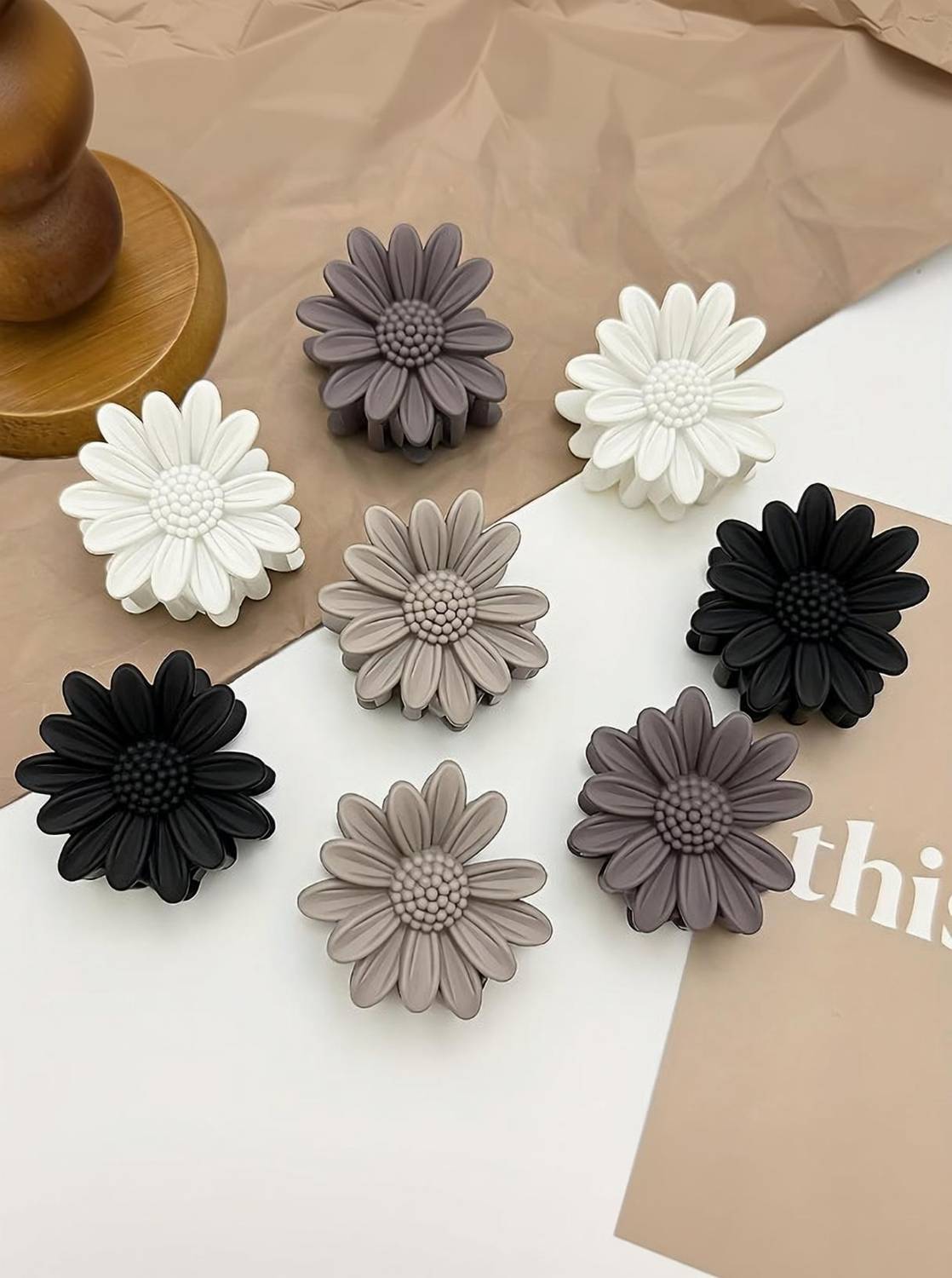 AANAYA HAIR ACCESSORIES 8 Pcs Matte Finish Medium Flower Hair Claw Clips for Women And Girl Hair Claw