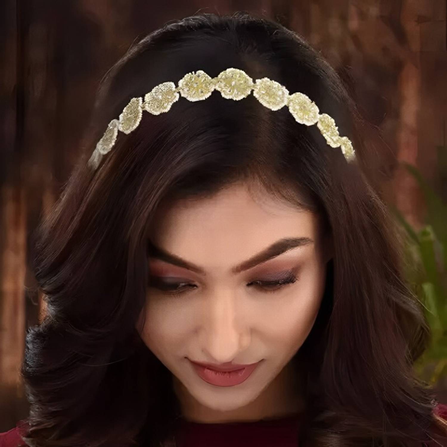 beutifly Gold Plated Moti & Stone Matha Patti for Girl's and Women's (Pack of 1) Hair Band