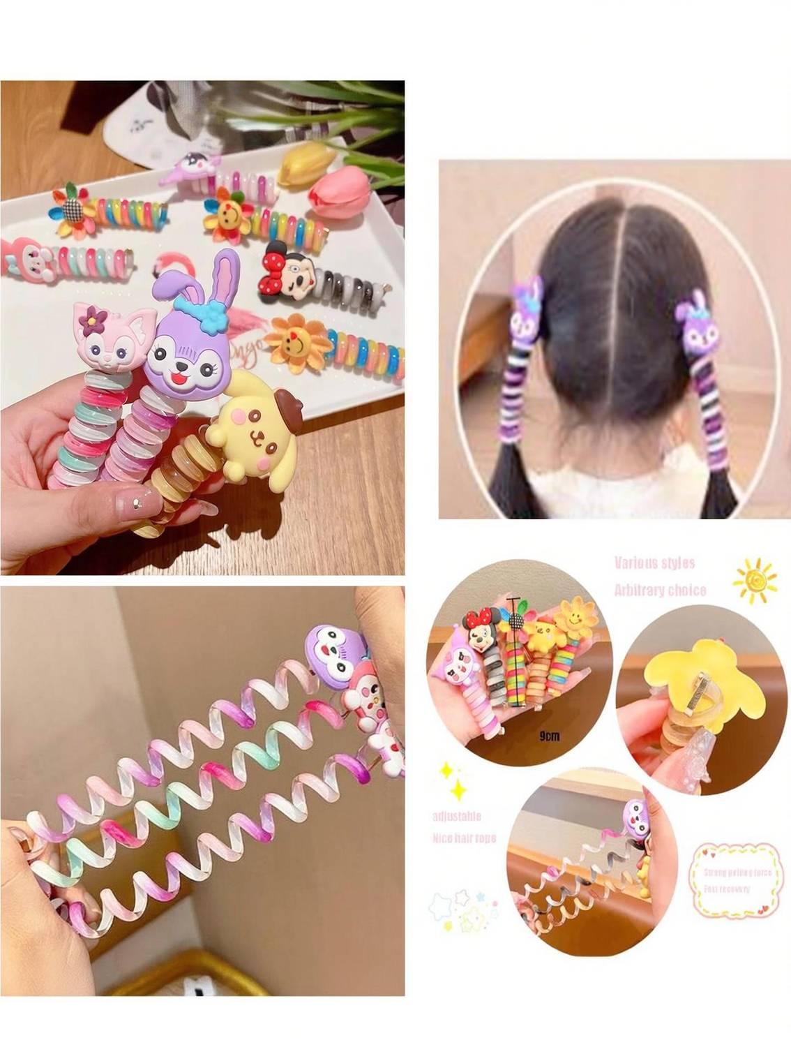 Balasundri 2Pc Spiral Hair Ties Ponytail ,No Crease Coil Hair Ties,Phone Cord Hair Ties for Rubber Band