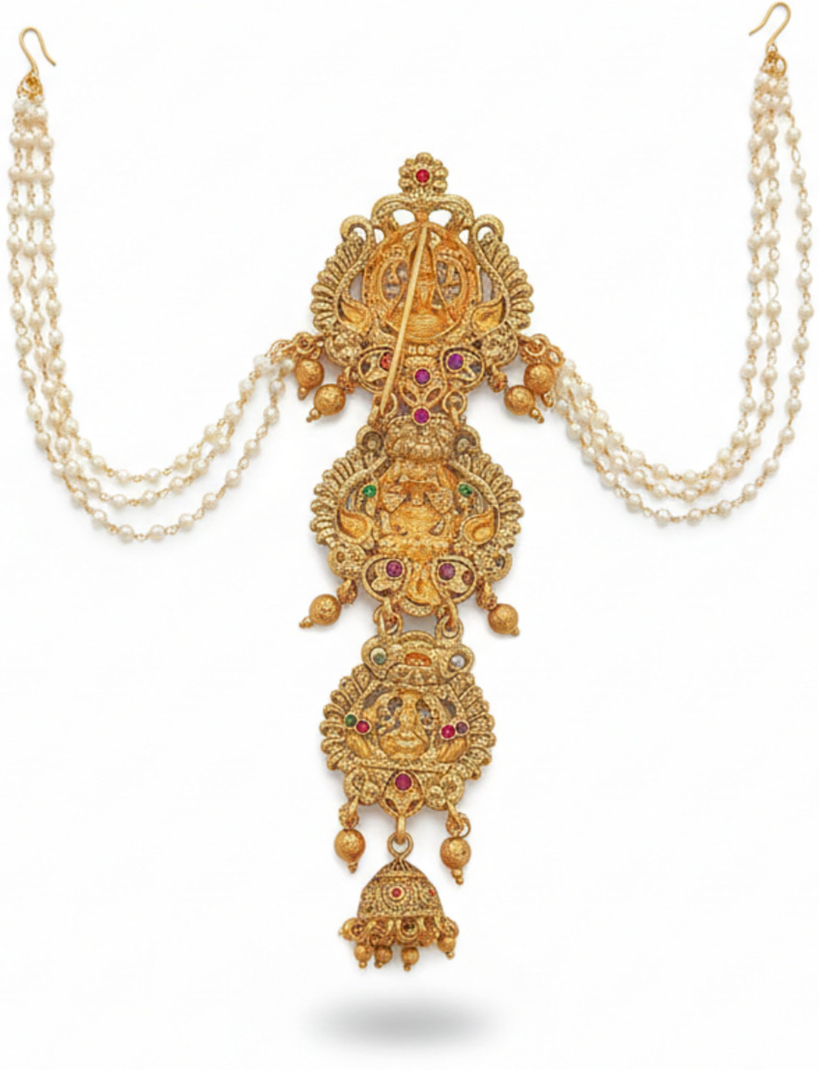Image of JWELLA Traditional Antique Gold Finish Bridal Choti Hair Accessory Hair Pin